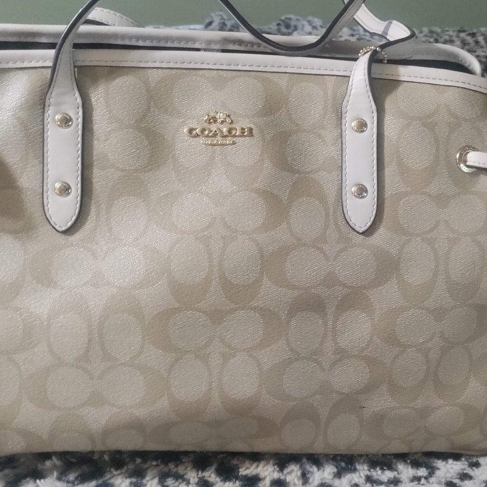Neutral & White Coach Bag
